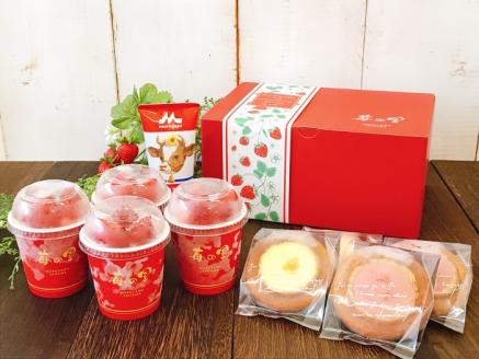 苺の里　いちごのけずりミニ4個 & チーズインバウム4個セット　プチ贅沢