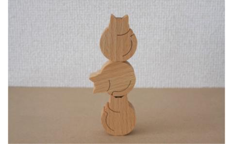『ねこのつみき（白）』木製／アトリエ倭（やまと）