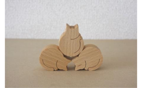 『ねこのつみき（白）』木製／アトリエ倭（やまと）