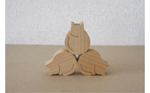 『ねこのつみき（白）』木製／アトリエ倭（やまと）