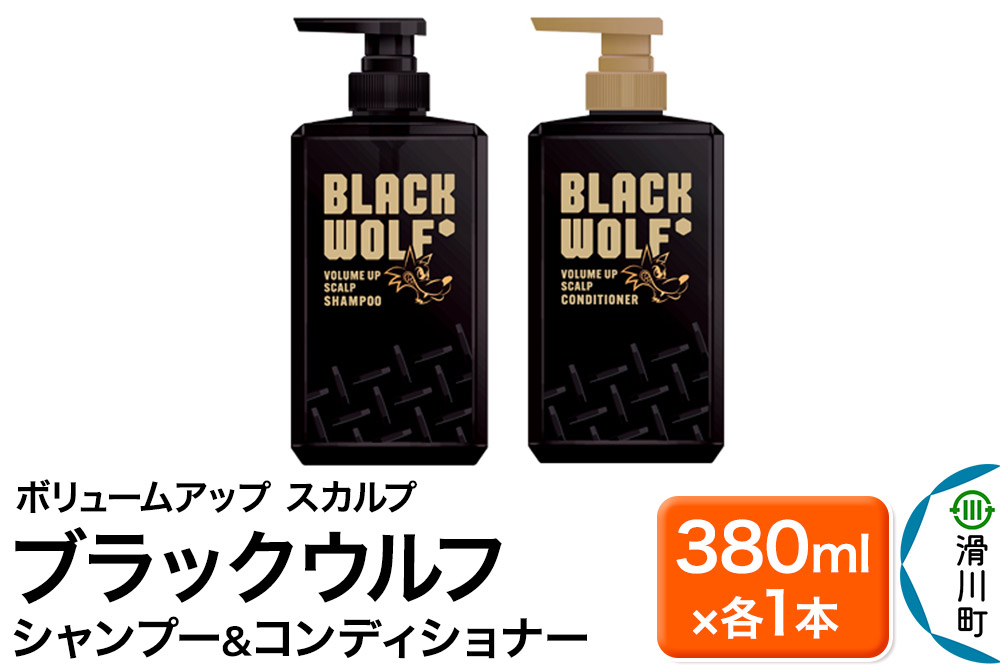 大正製薬 ブラックウルフ(BLACK WOLF) ボリュームアップ スカルプ シャンプー＆コンディショナー 本体 380mL×各1本