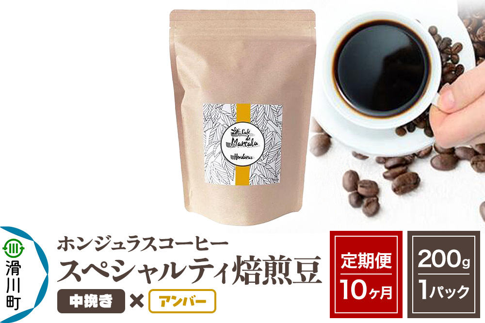 《定期便10ヶ月》コーヒー豆 自家焙煎 ホンジュラス スペシャルティコーヒー 焙煎豆 200g×1パック 中挽き【アンバー】