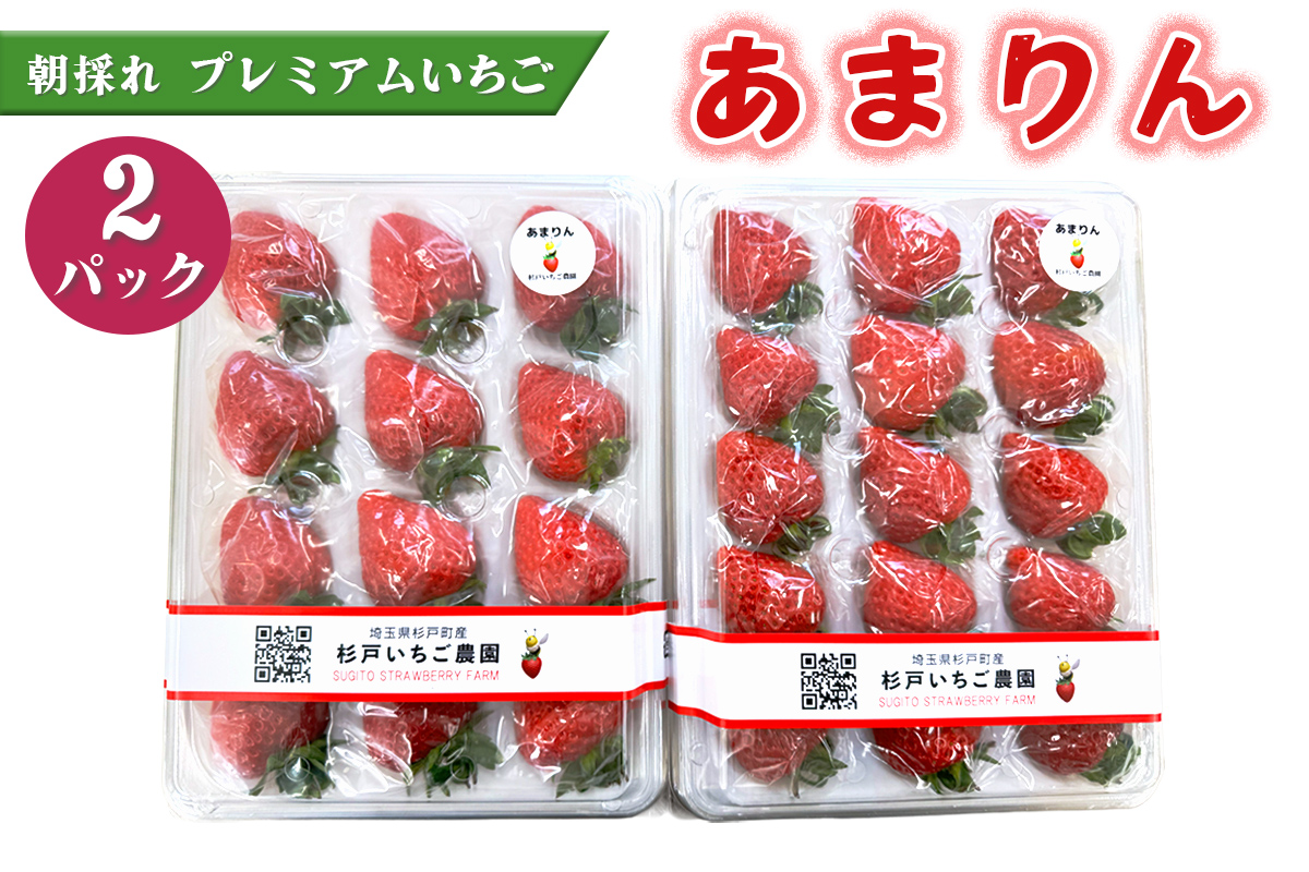 [先行予約]《あまりん》朝採れ プレミアムいちご 2パック｜埼玉 オリジナル 品種 糖度 高い 甘い 高級 イチゴ SugarBerry すぎと [0682]