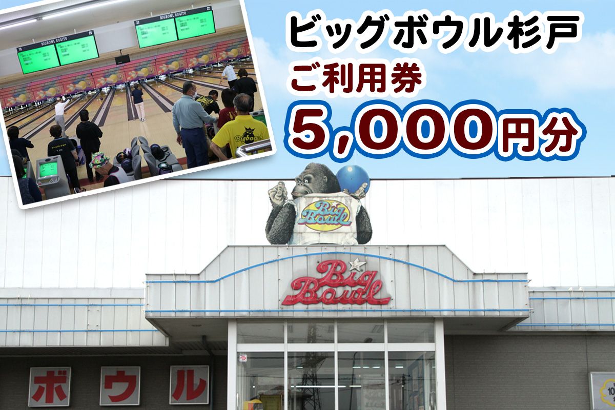 ビッグボウル杉戸 ご利用券 5千円分｜ボーリング アクティブ スポーツ 遊び 東武動物公園駅 杉戸 埼玉 [0696]