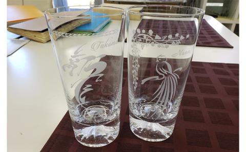 富士山グラス　オリジナル彫刻タンブラーグラス　【記念 父の日 母の日 誕生日】