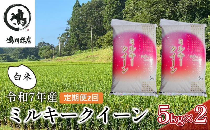 2ヶ月定期便　令和7年  ミルキークィーン　白米　10kg×2ヶ月 お米 銘柄米 ご飯 おにぎり お弁当 和食 食卓 精米 国産 千葉県産 産地直送