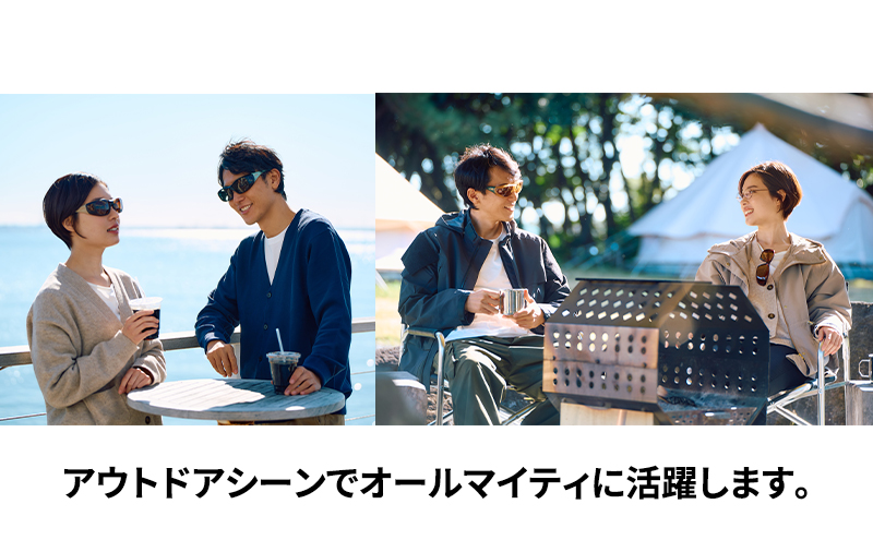 メガネの上から掛けられるサングラス オーバーグラス「Otani（オータニ）」様々なメガネに合わせやすいスクエアデザイン、小窓の側面で視野と明るさを確保、収まりの良いベーシックモデル。「いぶき」(1)マットブラック／ペールグレー