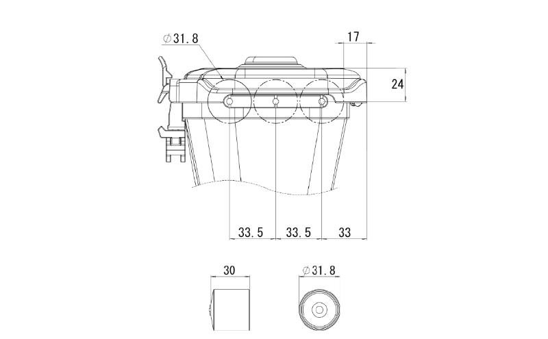 [レックマウントプラス] ライドオンバッグ サイドアクセサリーベース用 汎用バー【R+B-Bar318】「Ride On Bag のみに取付可能なアクセサリーパーツのみ。 1枚目の画像が販売商品」