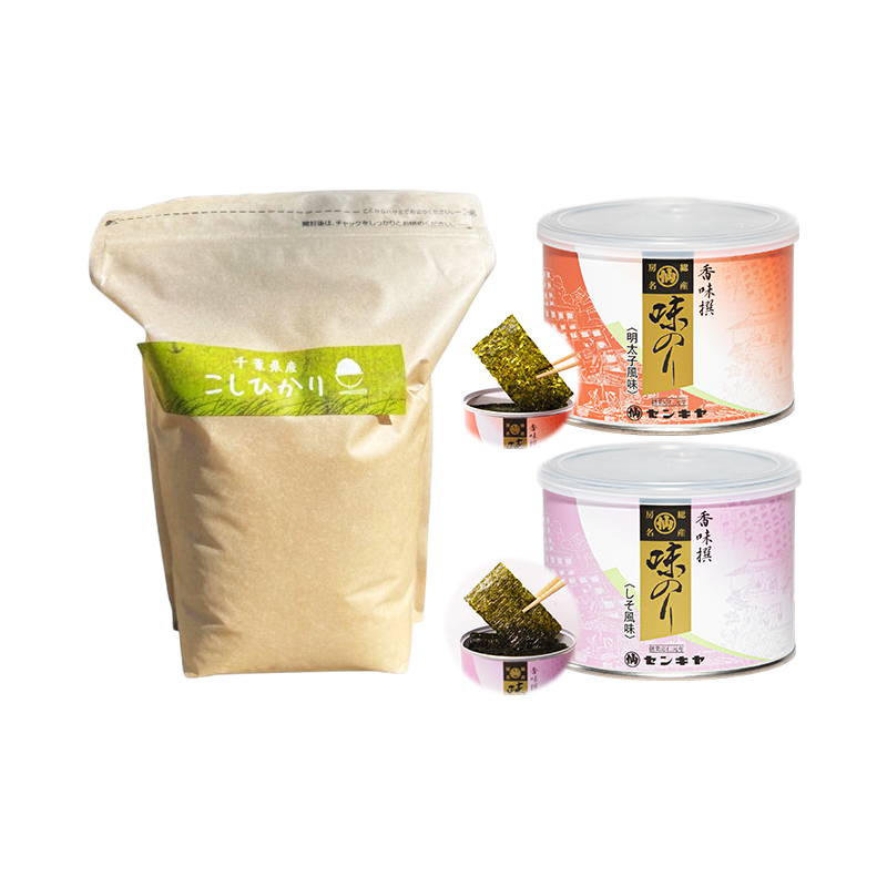 のり　コシヒカリセットB　　【コシヒカリ 2kg無洗米 ・味のり明太子、しそ】　お米 米 こめ コメ 海苔 セット コラボ商品 千葉県 千葉市