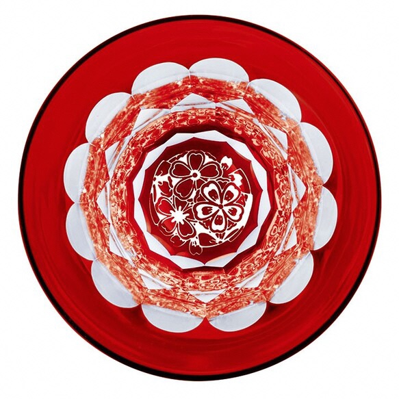 【江戸切子】船橋カレイドスコープ　桜・フリーグラス(赤)