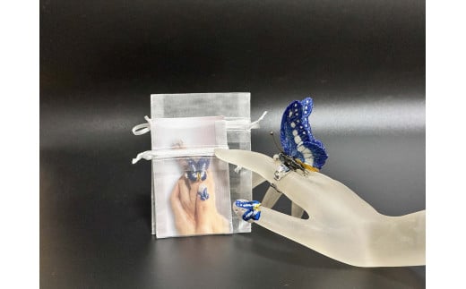 立体刺繍の蝶（ヘレナモルフォ蝶）