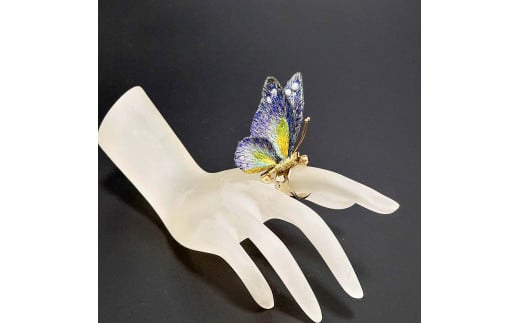 立体刺繍の蝶（パープルグリーン蝶）