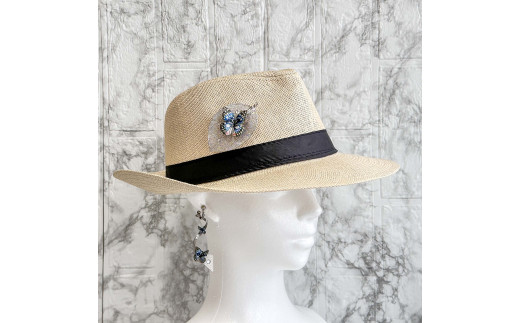 オオムラサキ蝶ブローチ＆ネックレストップ