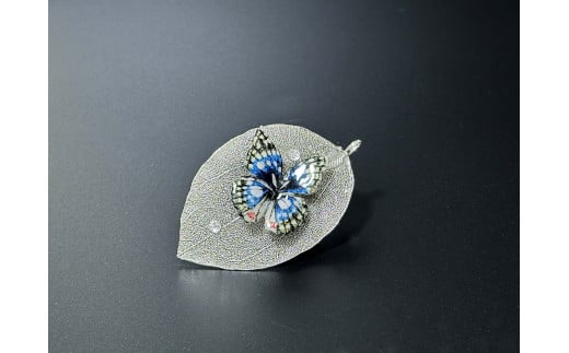 オオムラサキ蝶ブローチ＆ネックレストップ