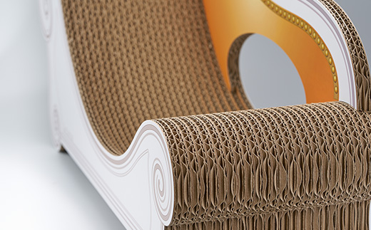 猫のおしゃれ爪とぎソファー「カリカリーナ Basic」ゴールドイエロー　グランデサイズ