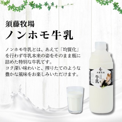 【新嘗祭奉納】須藤牧場の低温殺菌ノンホモ牛乳 900ml×2本【配送不可地域：離島】