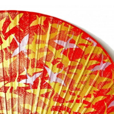 日本三大うちわ「房州うちわ」大型2本組セット　友禅千代紙　鶴柄