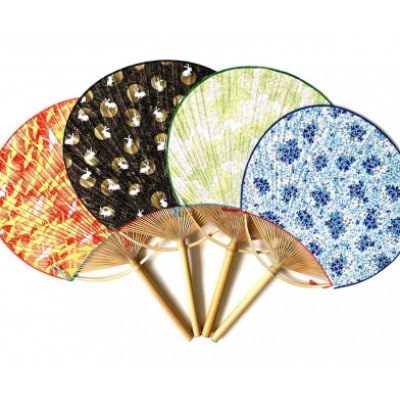 日本三大うちわ「房州うちわ」大型2本組セット　友禅千代紙　絵柄は職人おまかせ