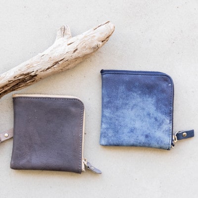 ジビエレザーL字ハーフ財布【藍染】