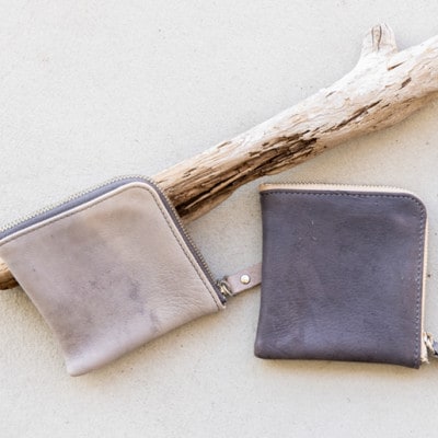 ジビエレザーL字ハーフ財布【エコトーングレー】