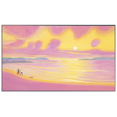 館山市在住画家 イシイタカシの房総版画シリーズ『夕日への散歩』