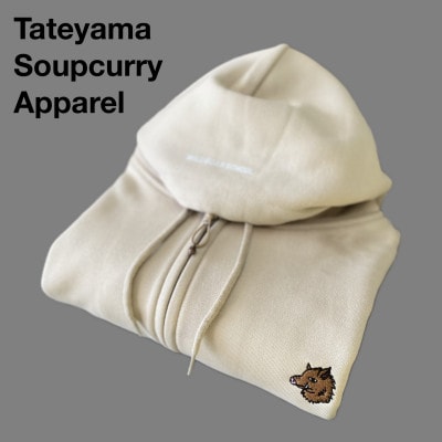 「イノシシ派」ジップアップスウェットパーカー/ストーン/男女兼用Lサイズ