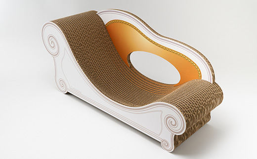 猫のおしゃれ爪とぎソファー「カリカリーナ Basic」ゴールドイエロー　グランデサイズ