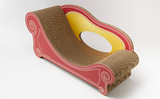 猫のおしゃれ爪とぎソファー「カリカリーナ Basic」アンティークレッド　グラングランサイズ