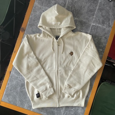 「イノシシ派」ジップアップスウェットパーカー/ストーン/男女兼用Lサイズ