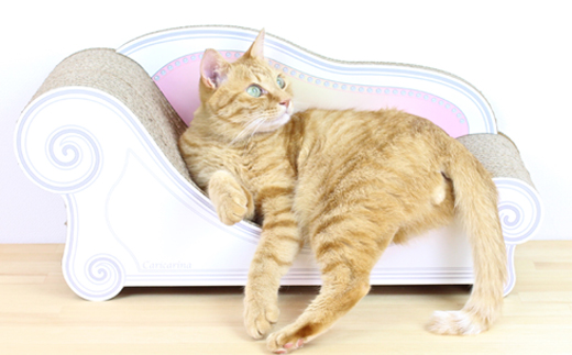 猫のおしゃれ爪とぎソファー「カリカリーナ Basic」エンジェルピンク　グランデサイズ