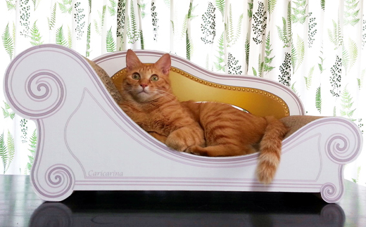 猫のおしゃれ爪とぎソファー「カリカリーナ Basic」ゴールドイエロー　グランデサイズ
