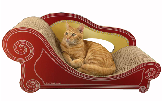猫のおしゃれ爪とぎソファー「カリカリーナ Basic」アンティークレッド　グランデサイズ