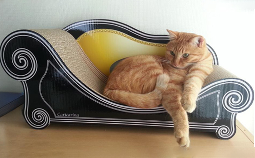 猫のおしゃれ爪とぎソファー「カリカリーナ Basic」ハリウッドブラック　グランデサイズ