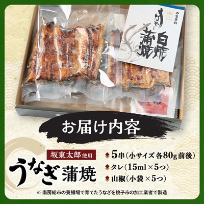 天然 に近づけた究極の養殖 鰻「坂東太郎 使用」 うなぎ 蒲焼 小サイズ 80g前後×5串【配送不可地域：離島】