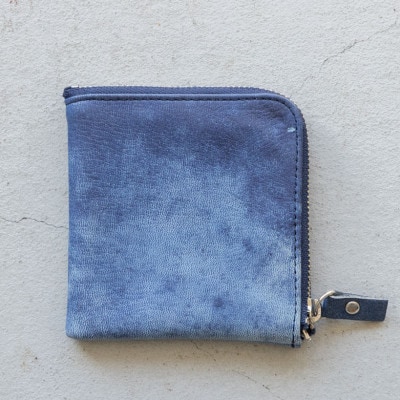 ジビエレザーL字ハーフ財布【藍染】