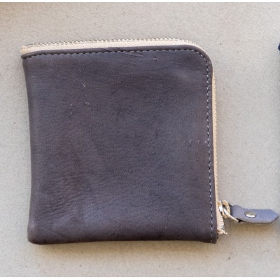 ジビエレザーL字ハーフ財布【エコトーンネイビー】