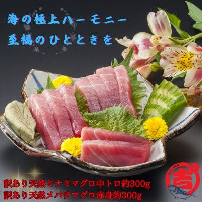 【訳あり】天然ミナミマグロ中トロ＆天然メバチマグロ赤身(それぞれ約300g)【配送不可地域：離島】