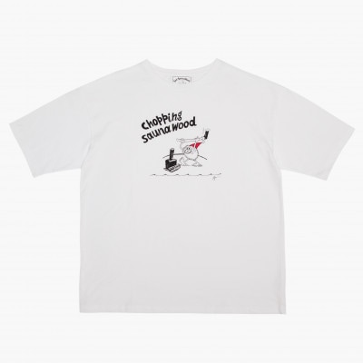 【Sea Sauna Shackオリジナル】薪割りTシャツ ホワイト Sサイズ