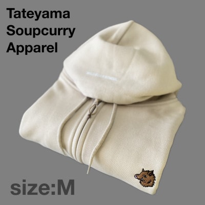 「イノシシ派」ジップアップスウェットパーカー/ストーン/男女兼用Mサイズ