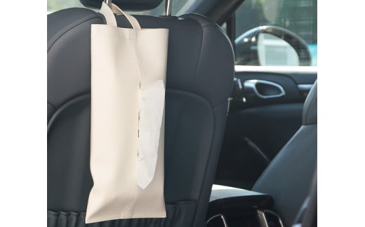 掛けられるPVCレザーティッシュケース「KETY」2個セット（マスタード）