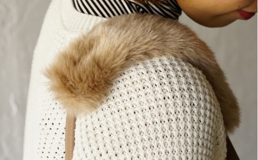 バッグの持ち手をオシャレにするファーハンドル2個セット（ベージュ）