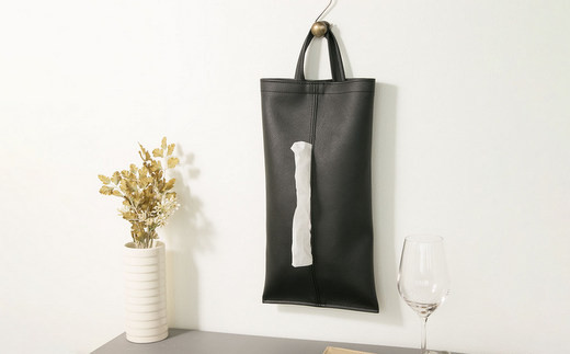 掛けられるPVCレザーティッシュケース「KETY」2個セット（オレンジ）