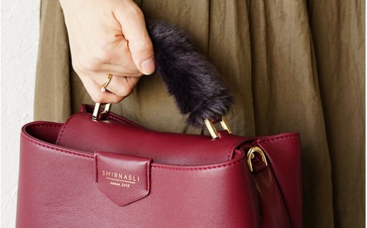 バッグの持ち手をオシャレにするファーハンドル2個セット（ベージュ・チャコールグレー）