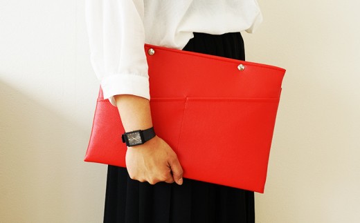 PVCレザーパソコンケース（クラッチバッグ）「match」13インチ用（オレンジ）