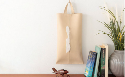 掛けられるPVCレザーティッシュケース「KETY」2個セット（ピンク）