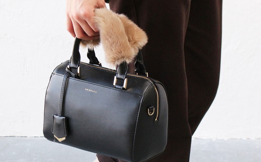 バッグの持ち手をオシャレにするファーハンドル2個セット（ベージュ）