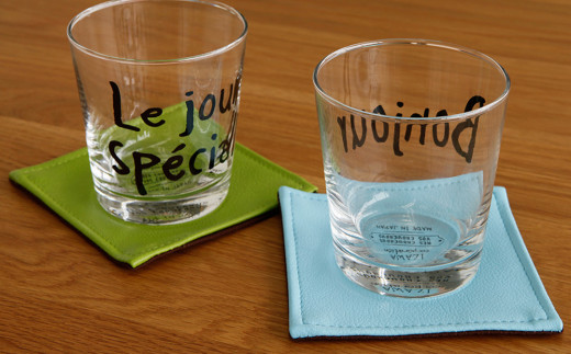 PVCレザーコースター「LEST」（ライトブルー）