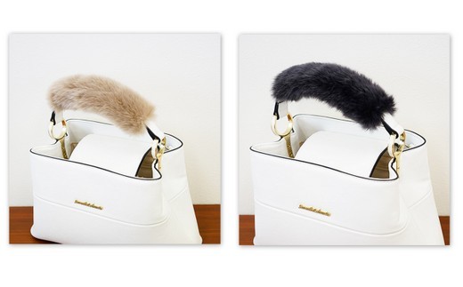 バッグの持ち手をオシャレにするファーハンドル2個セット（ベージュ・チャコールグレー）