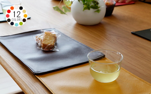 PVCレザーカフェマット「LETEA」　2枚セット（ブラック）