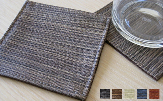 PVCレザーコースター「LEST type－J」　4枚セット（赤茶）